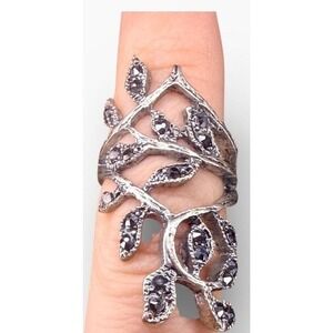 Vintage Fairytale & Fantasy Leaf Branch Ring with Clear gemstones Ring Size5